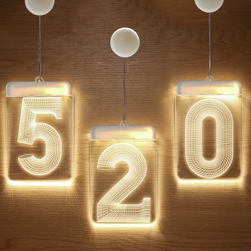 

Long-Distance Relationship Surprise LED Colored Lamp Showcase Decorative Lamp Proposal LOVE Decorative Combo 520 with Numbers Le