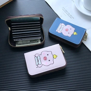 

2019 New Cute Cartoon Pink Pig Women Credit ID Card Holder Case Extendable Bags Small Wallet Coin Purse Carteira Feminina Mujer