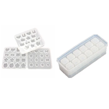 

4 Pcs Silicone Mold:3 Pcs Jewelry Star Cat Bow Resin Molds & 1 Pcs 12 Grids Pen Storage Rack Lipstick Storage Box