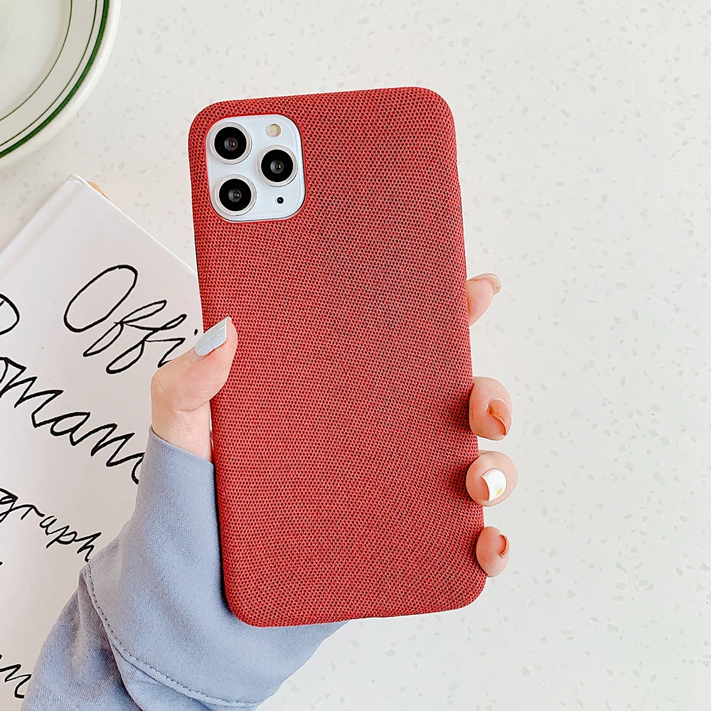 LOVECOM милый однотонный холщовый чехол для телефона для iPhone 11 Pro Max XR XS Max 6 6S 7 8 Plus X полуобернутый мягкий чехол-накладка в подарок - Цвет: Red