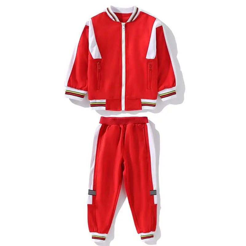Red 2pcs set Комплекты одежды для учеников и учеников; костюмы для детского сада; школьная форма; Спортивный костюм для мамы, папы, сына и дочки; одинаковые комплекты для семьи - Цвет: Red 2pcs set