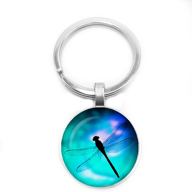 

2018 New Glass Dome Dragonfly DIY Handmade Personality Keychain Welcome To Map Private Custom