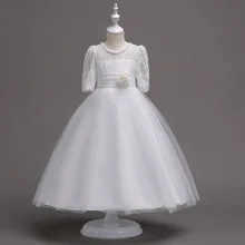 Кружевное платье принцессы с цветочным узором для свадебной вечеринки для девочек Детские вечерние бальные платья, официальная одежда для девочек 5, 8, 10, 12, 14, 16 лет