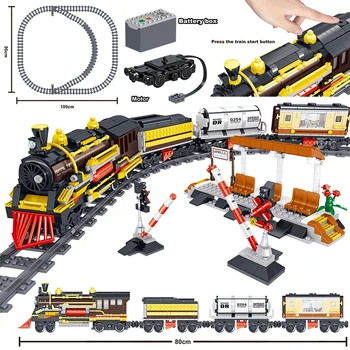 

1464pcs RC Technic Battery Powered Electric Classic City Train Rail Building Blocks Bricks Educational Toys For kids Christams g