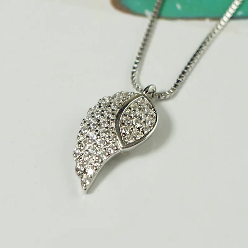 

Necklace Women's Fine Silver S925 Full of Crystals Wing Pendant Necklace Europe And America Micro Zircon Wings Necklace Choker W