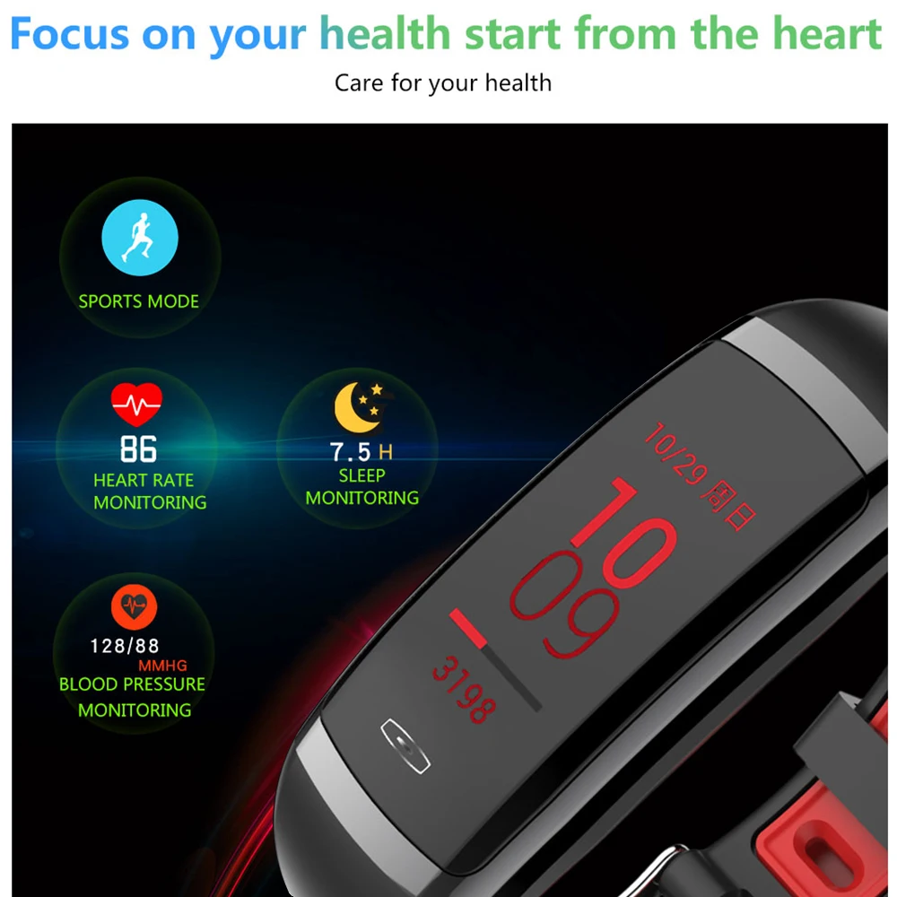 Sports Smart Wristband Color Screen Heart Rate Monitor Fitness Tracker GPS Tracking Wristband Pedometer Bracelet Watch