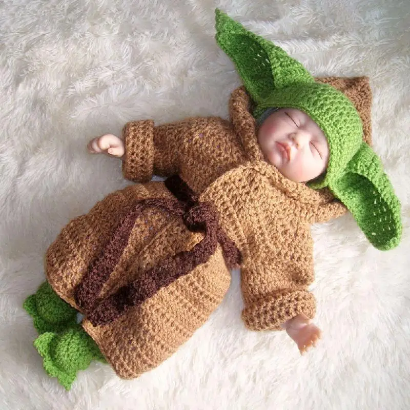 5pcs/Set New Baby Yoda Children Clothes Set Crochet Yoda Costume