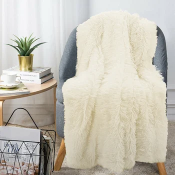 

Plush Faux Fur Throw Blanket Reversible Fluffy Shaggy Cover Soft Warm Kids Gifts DEC889