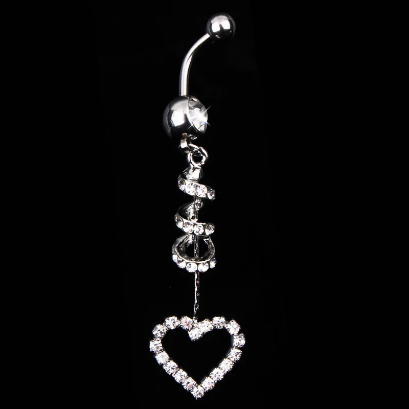 Sexy Dangling Navel Belly Button Rings Heart Shape Belly Piercing