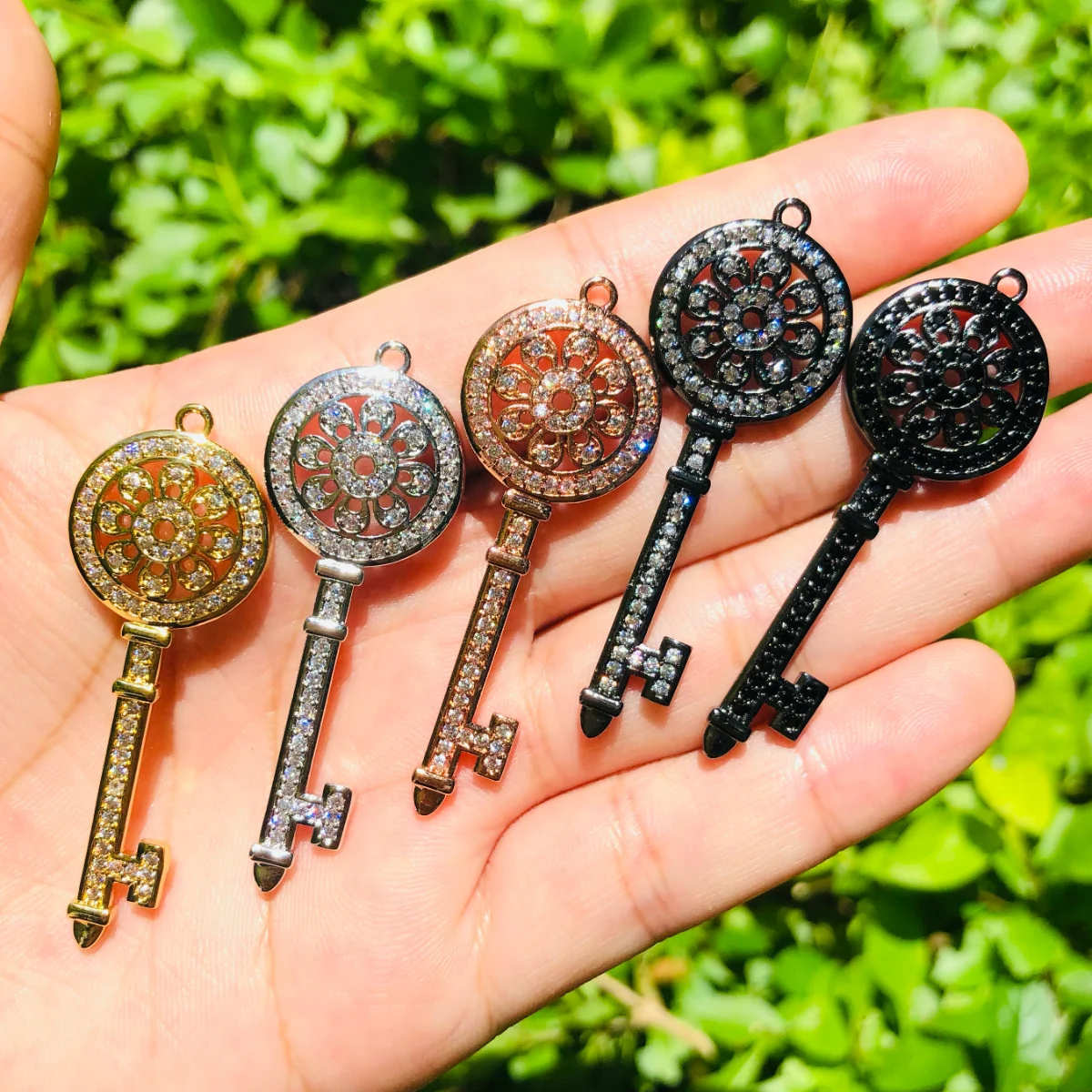 

5pcs Key Charm for Women Bracelet Girl Necklace Making Bling Gold-Plated Pendants Handmade Craft Jewelry DIY Accessory Wholesale