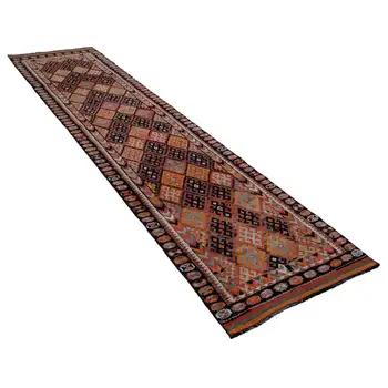

82x343 Cm Orange Handmade Boho Runner Rugs-3x11 Ft