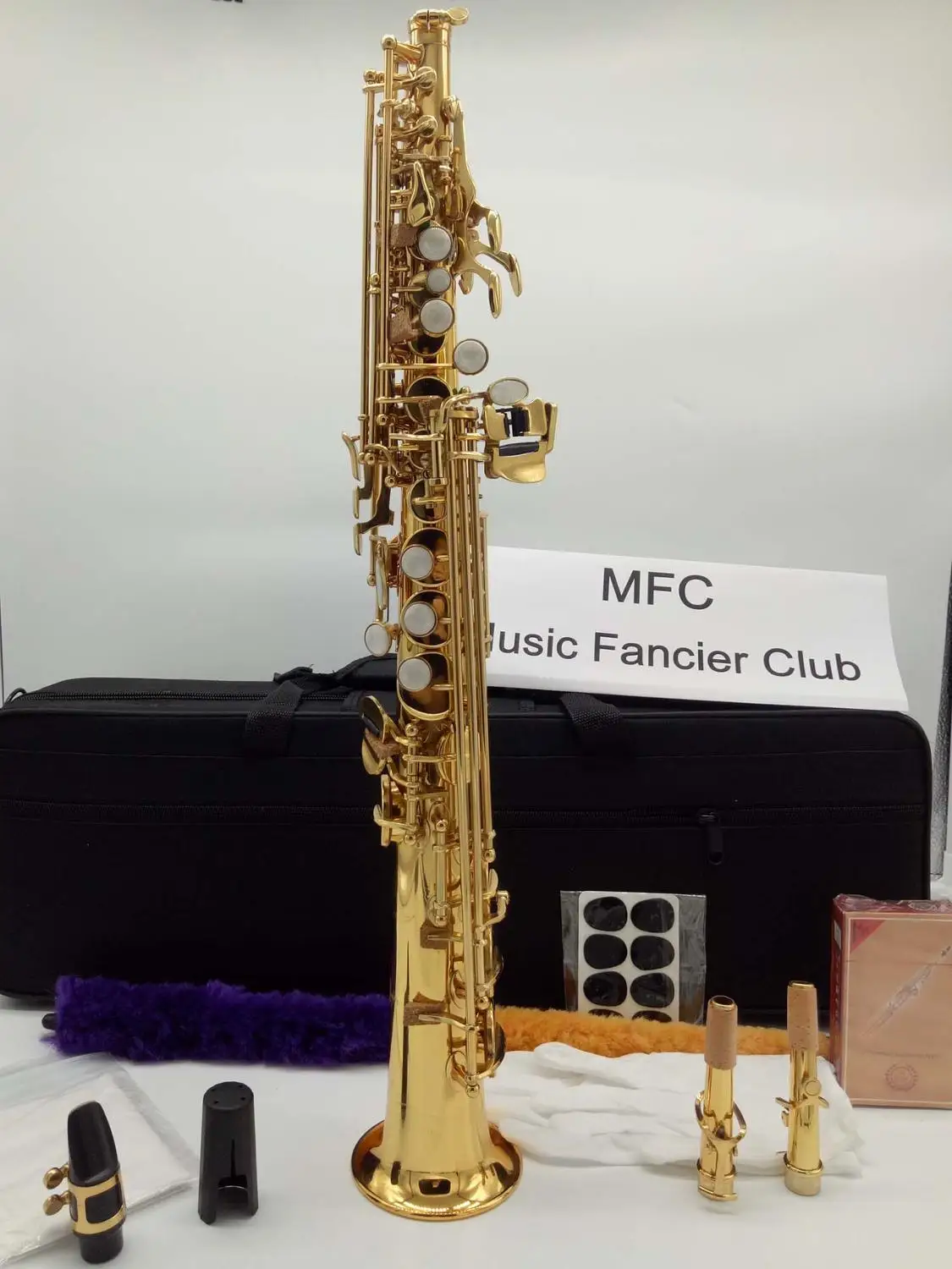 Музыка Fancier Club сопрано саксофон MSS-991 MSS-WO10 золотой лак с Чехол Саксофон сопрано Лигатура мундштука тростник шеи