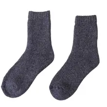 Зимние шерстяные носки мужские и женские теплые утепленные плюс бархатистое Полотенце Носок однотонного цвета в стиле ретро