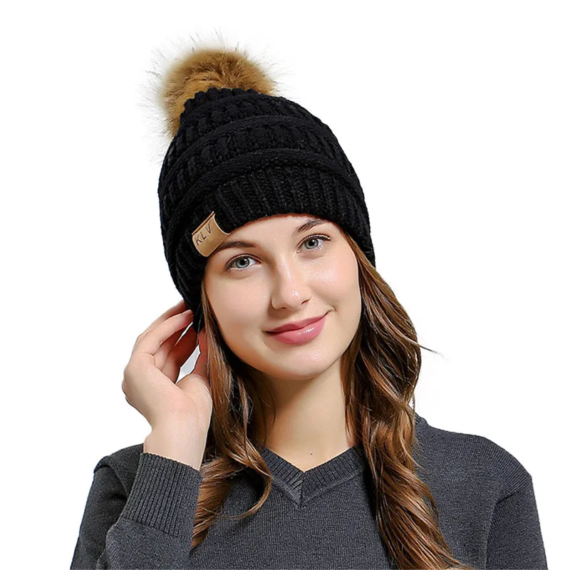 Зимние вязаные шапки бини женские толстые теплые шапочки Skullies шапка женская вязаная шапка с буквенным принтом шапочки уличные наборы для езды на велосипеде A50