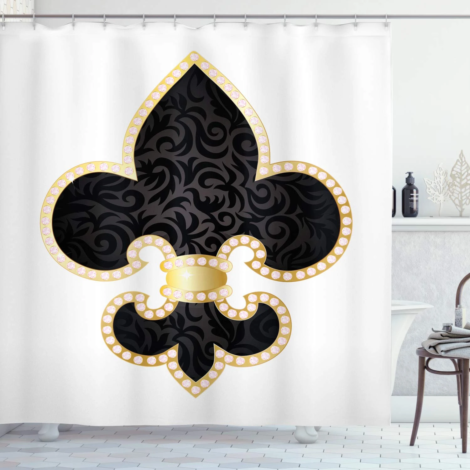 Fleur De Lis Shower Curtain Royal Lily France Empire Family Insignia Design Image Bathroom Decor Set With Hooks 70 Shower Curtains Aliexpress