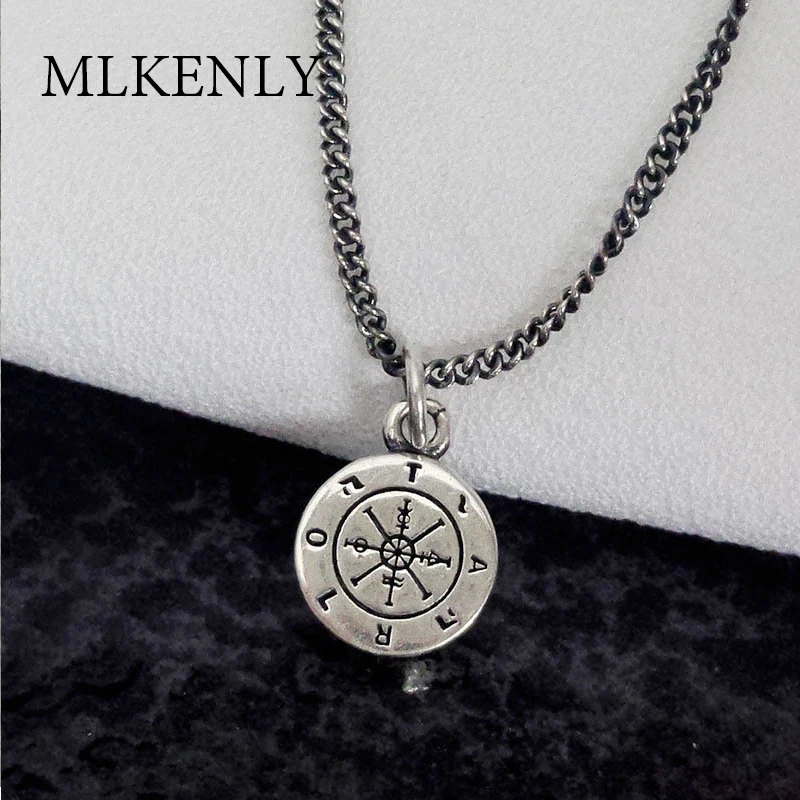 MLKENLY, новинка, 925 пробы, серебряное, винтажное, старое, компасное, дизайнерское, ожерелье, компас, политика, подвеска, цепочка для ключицы, для унисекс, ювелирное изделие