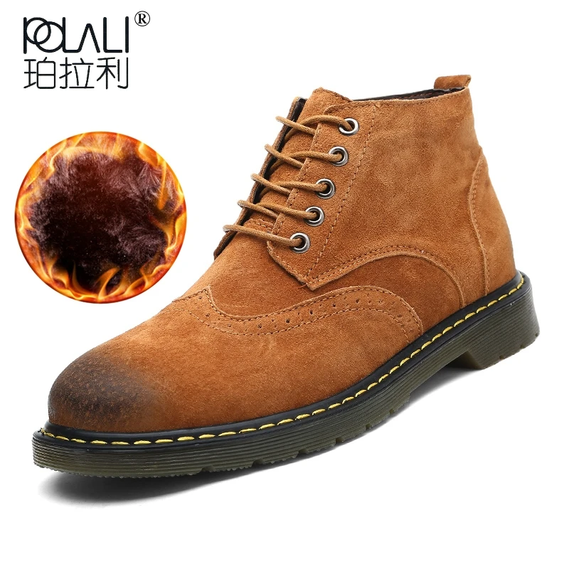 

Genuine Leather Men Boots Autumn Winter Ankle Boots Fashion Footwear Lace Up Shoes Men High Quality Vintage Men Shoes