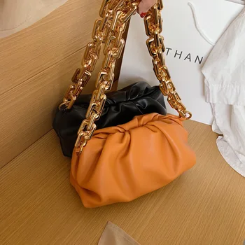 

New Pleated Cloud Women Shoulder Bag Gold Chain Luxury Design Handbag 2020 Fashion Tote Armpit Bags Pouch Clutches Female Purses