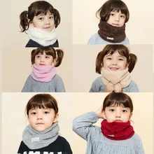 Осенне-зимний детский теплый плюшевый шарф, шарф с кольцом для маленьких девочек и мальчиков