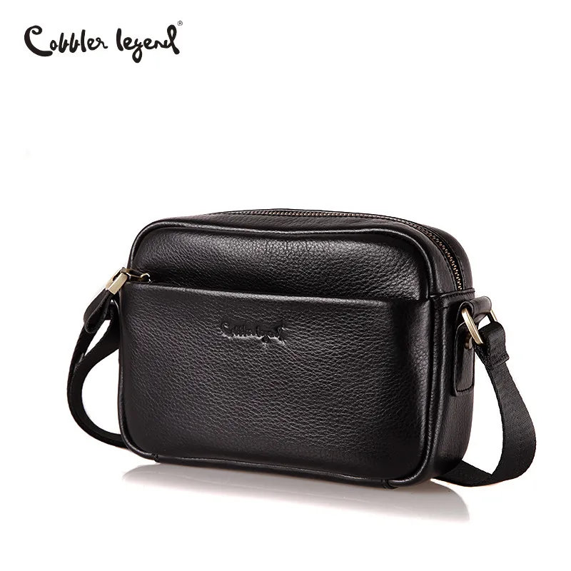 Cobbler Legend Genuine Leather Male Shoulder Outdoor Running Sport Bag Waterproof Mobile Phone Bags Multi-Function Crossbody