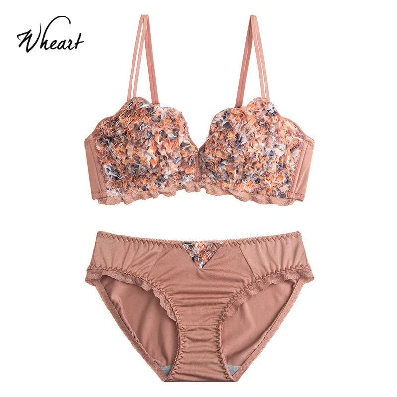 Pink Wasteheart, женские модные зеленые и белые бюстгальтеры с кружевной отделкой, хлопковые трусики, комплект нижнего белья пуш-ап, сексуальное нижнее белье, комплект нижнего белья - Color: Pink