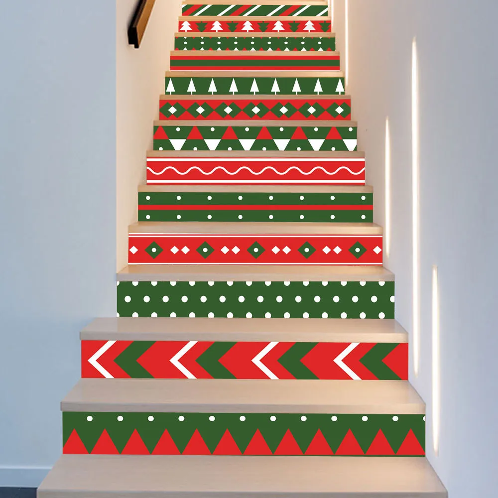 6 шт./13 шт. Рождественский Декор виниловые Стикеры для лестницы DIY X mas наклейки