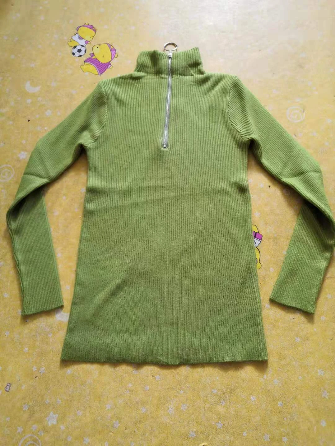 Корейский вязаный свитер с высоким воротом для женщин Осень Зима молния сплошной цвет Тонкий вязаный пуловер большой размер Pull Femme - Цвет: Зеленый