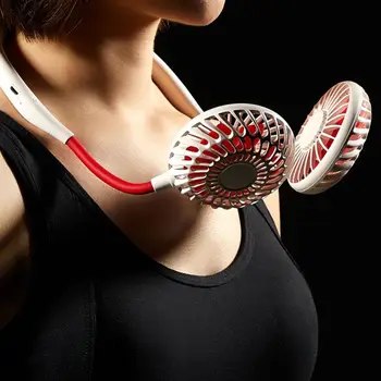 

Portable Hand Free Hanging Neck Fan USB Battery Rechargeable Cooling Fan 4 Speed Adjustable with Colorful Gradient Light