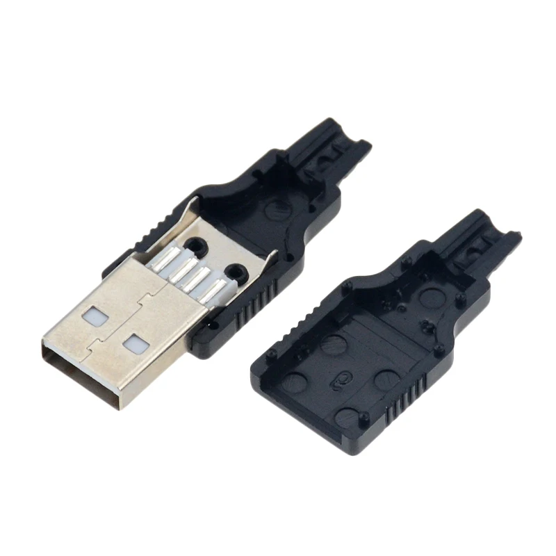 10pcs Type A Male Female USB 4 Pin Plug Socket Connector With Black Plastic Cover Type-A DIY Kits usb plug socket connector