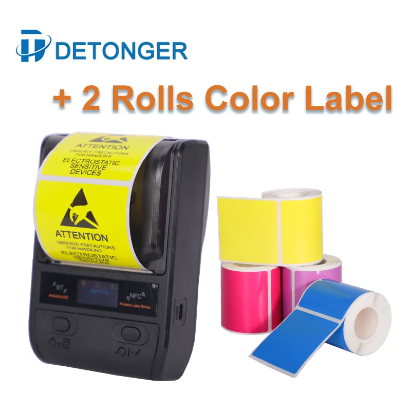 DETONGER DP30S Thermal Label Printer Plus 10 Rolls White Paper  Muitifunctional Adhensive Hand Sticker Maker Price Tag