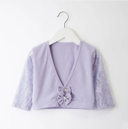 purple Хлопковый балетный болеро с длинными рукавами для девочек, теплый детский балетный трико, укороченный топ, танцевальная шаль, куртка кардиган, пальто - Color: purple