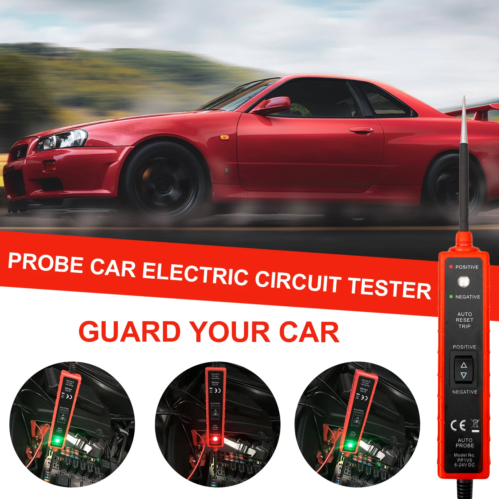 6-24V Electrical Circuit Tester Car Power Probe for Fuse Relay Circuit Tracker Truck Trailer Motorcycle Diagnostic Tool