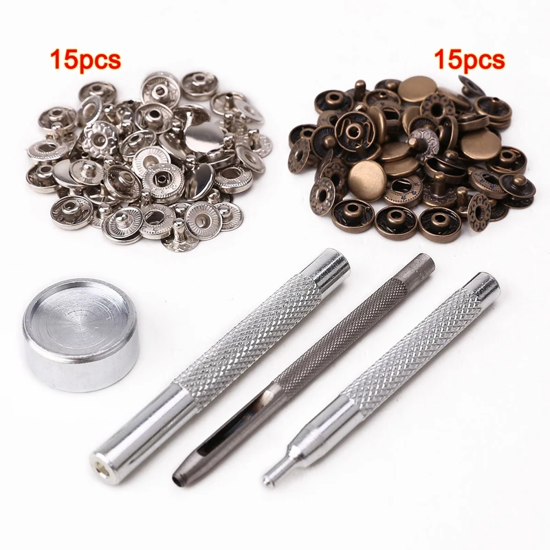 

30pcs 10mm metal push button + tool set for leather goods leather