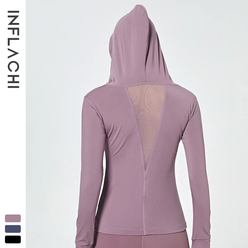 Женская футболка с капюшоном для йоги облегающая спортивная одежда длинными