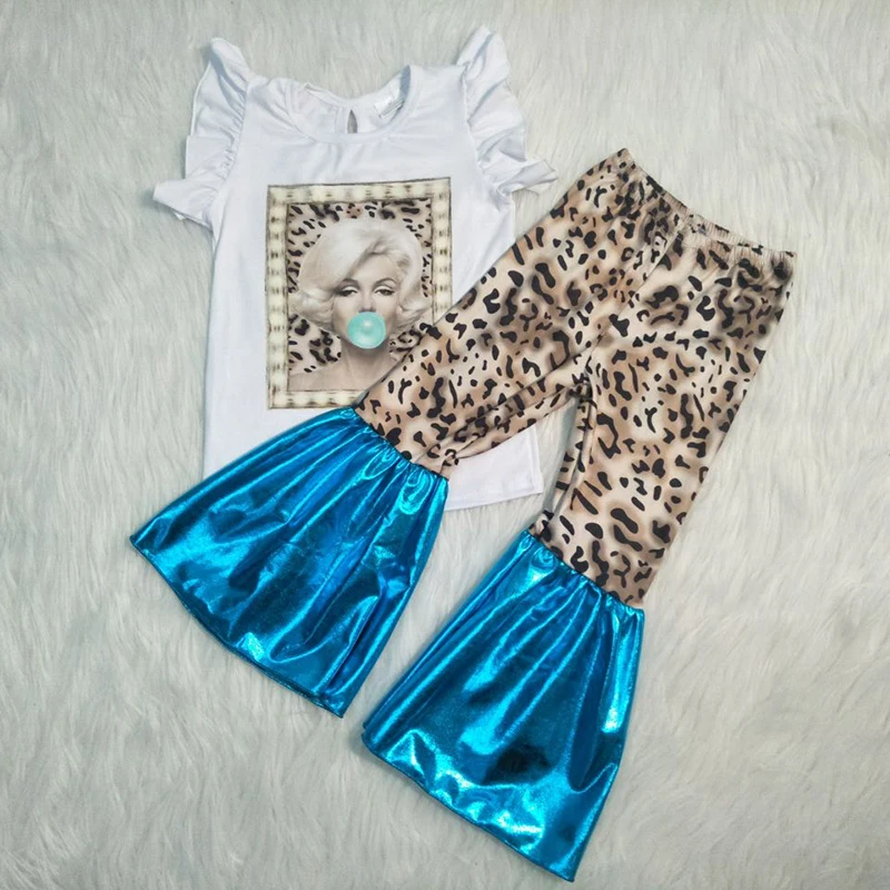 Roupas das Meninas do Bebê Nova Queda Crianças Vestir Outfits 2 Pçs Bonito Johnny Cash Bell Bottom Calças Boutique Roupas Fornite 8 Nova queda roupas das meninas do bebê