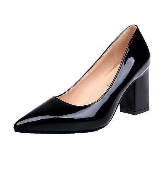 Г. Женские пикантные вечерние туфли на высоком каблуке для невесты, на среднем каблуке, с острым закрытым носком, обувь на высоком каблуке Женская обувь Большие размеры 35-43 - Цвет: black