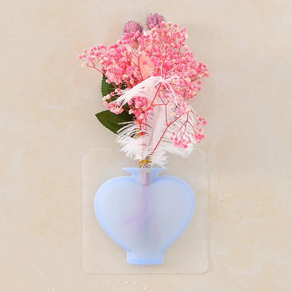 

Home Silicone Adhesive Flower Pot Vase Home Wall Mounted Decoration Magic Flower Container For Home Offices Decor