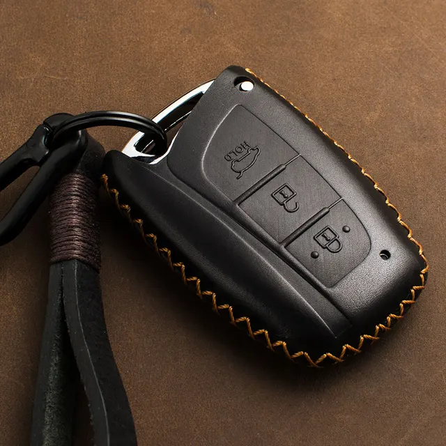 1 Pcs Echt Leer Auto Key Case Key Cover Voor Hyundai IX45 Santa Fe Tucson Gdi 2013 2015 Sleutel cover Holder Auto Styling