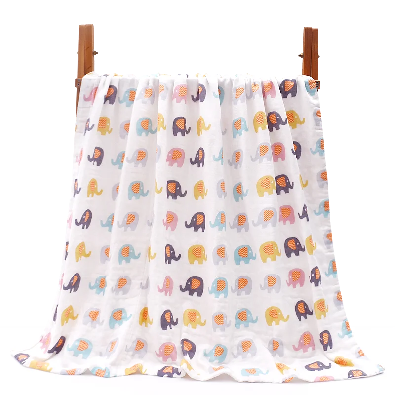 Colorful Elephant Хлопковая муслиновая пеленка для Одеяло s пеленки Обёрточная бумага для новорожденных малышей; Возраст от 6 Слои Ванна Полотенца Одеяло детское постельное белье - Цвет: Colorful Elephant