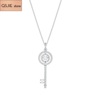 

QSJIE High quality SWA new heart-beating Key Necklace lady clavicle high-grade Necklace Charming fashion jewelry
