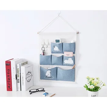 

High Quality Wall Hanging Storage Bags Cotton Linen Door Waterproof Pouch Bedroom Wall Hanging Home Office Organizer Decor