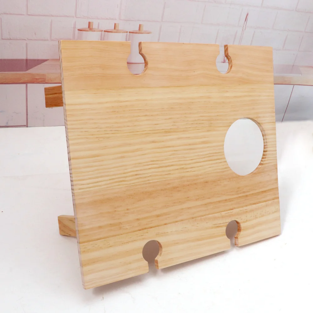 Foldable Table Portable Wine Picnic with 4 Wine Glasses Holder Outdoor Small Rectangular Wooden