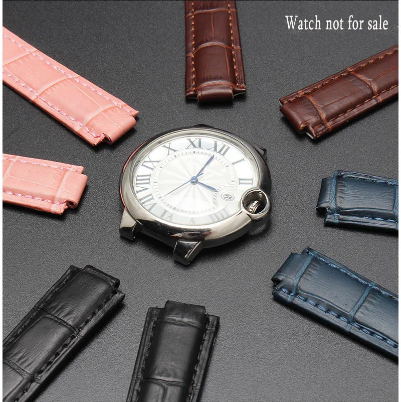 BRETA Genuine Leather watchband Ballon Bleu Strap for Cartier Deployment Buckle Clasp fit red Pink 14mm 18mm 20mm