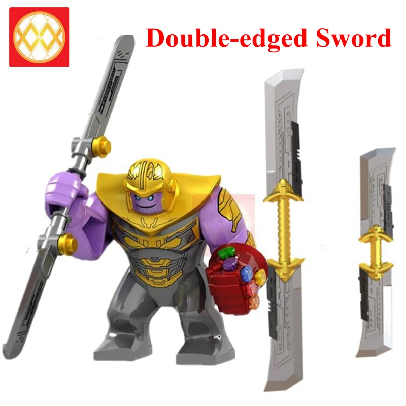 

50 PCS Thanos Weapon Double-edged Sword Injured Iron Man Hulk Infinity Gauntlet Thor Avengers Endgame Building Blocks Kids Toys