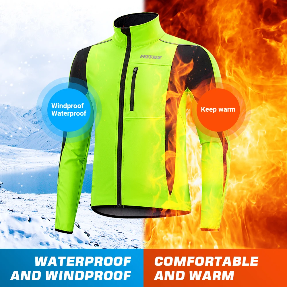 ! Ironride Winter Cycling Jacket For Men Women Fleece Thermal Reflective MTB Coat Bike Windproof Jacket Windbreaker