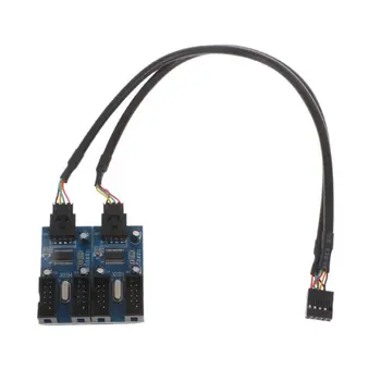 

PC Case Internal 9-Pin USB 2.0 Male 1 To 4 Female Splitter PCB Chipset Extender DXAC