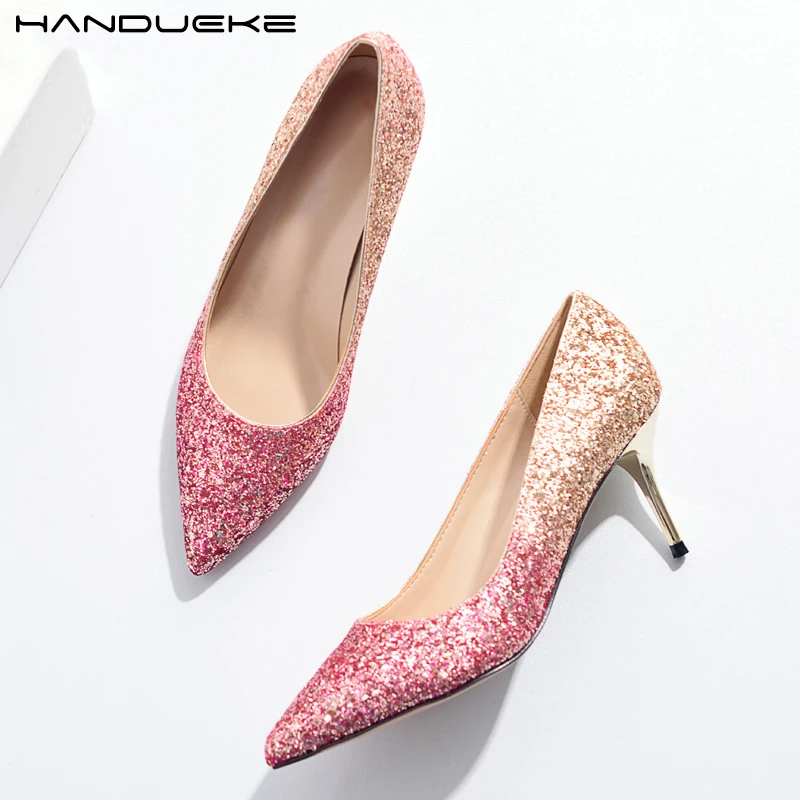 Женские туфли лодочки с острым носком и градиентом 2020|Туфли| |