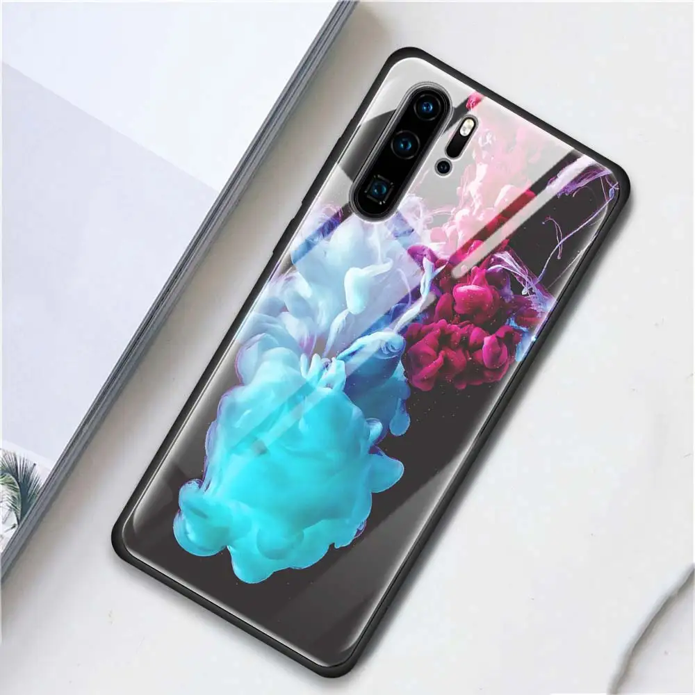 Чехол для телефона из закаленного стекла для huawei mate 10 20 Lite Pro Чехол для Honor 8X 9X 9X Pro задний корпус синий светильник - Цвет: T10