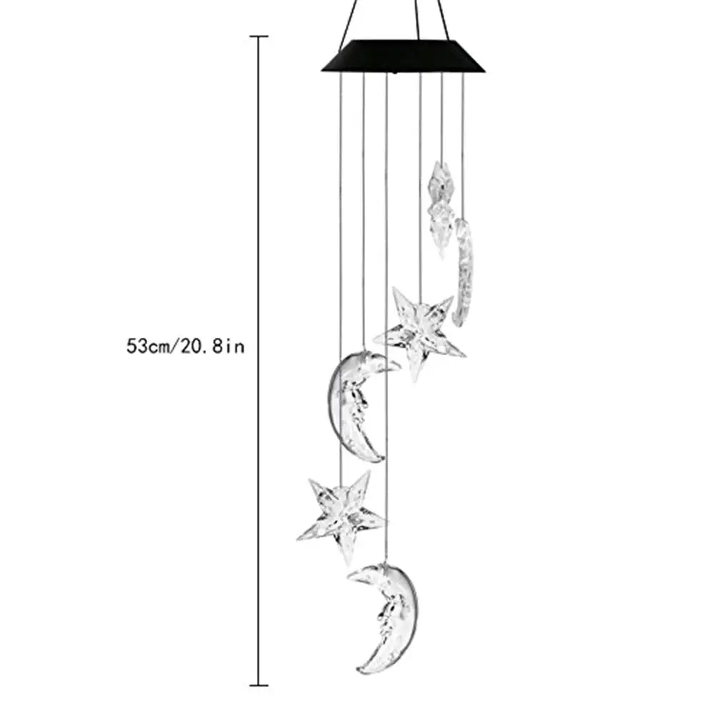 LED Solar Hummingbird Wind Chime Light Colorful Changing Moon Stars Chime Light Home Garden Hanging Lamp Room Decoration Lamp