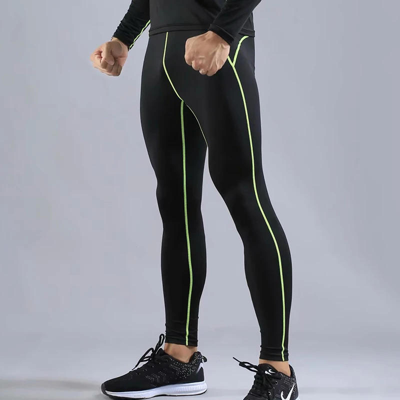 Новая компрессионная фитнес-Тренировка Спортивная одежда для бега набор обтягивающих мужских леггинсов футболка Demix Спортивная одежда для тренажерного зала спортивный костюм - Цвет: 725 green - pants